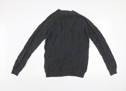 Diesel Men’s Grey Waffle Knit Cotton Pullover Jumper Size M