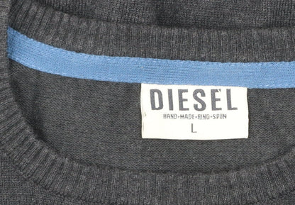 Diesel Men's Black L Crew Neck Knitted Pullover Jumper
