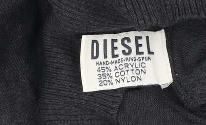 Diesel Men's Black L Crew Neck Knitted Pullover Jumper
