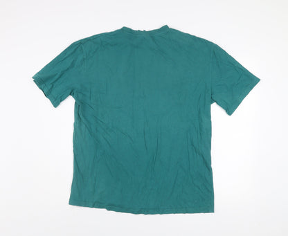 Kickers Men's Green Small Graphic Logo Cotton Crew Neck T-Shirt