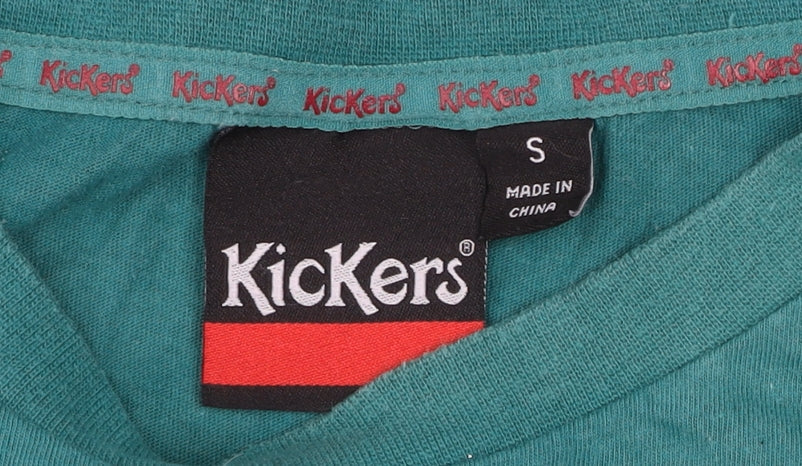 Kickers Men's Green Small Graphic Logo Cotton Crew Neck T-Shirt
