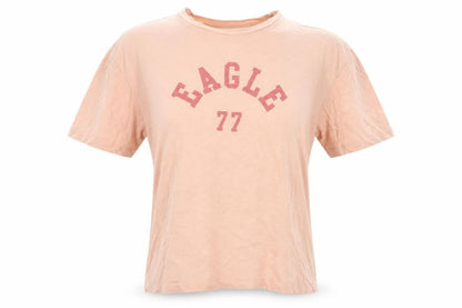 American Eagle Women's Pink Cotton Short Sleeve Basic T-Shirt M