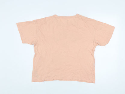American Eagle Women's Pink Cotton Short Sleeve Basic T-Shirt M