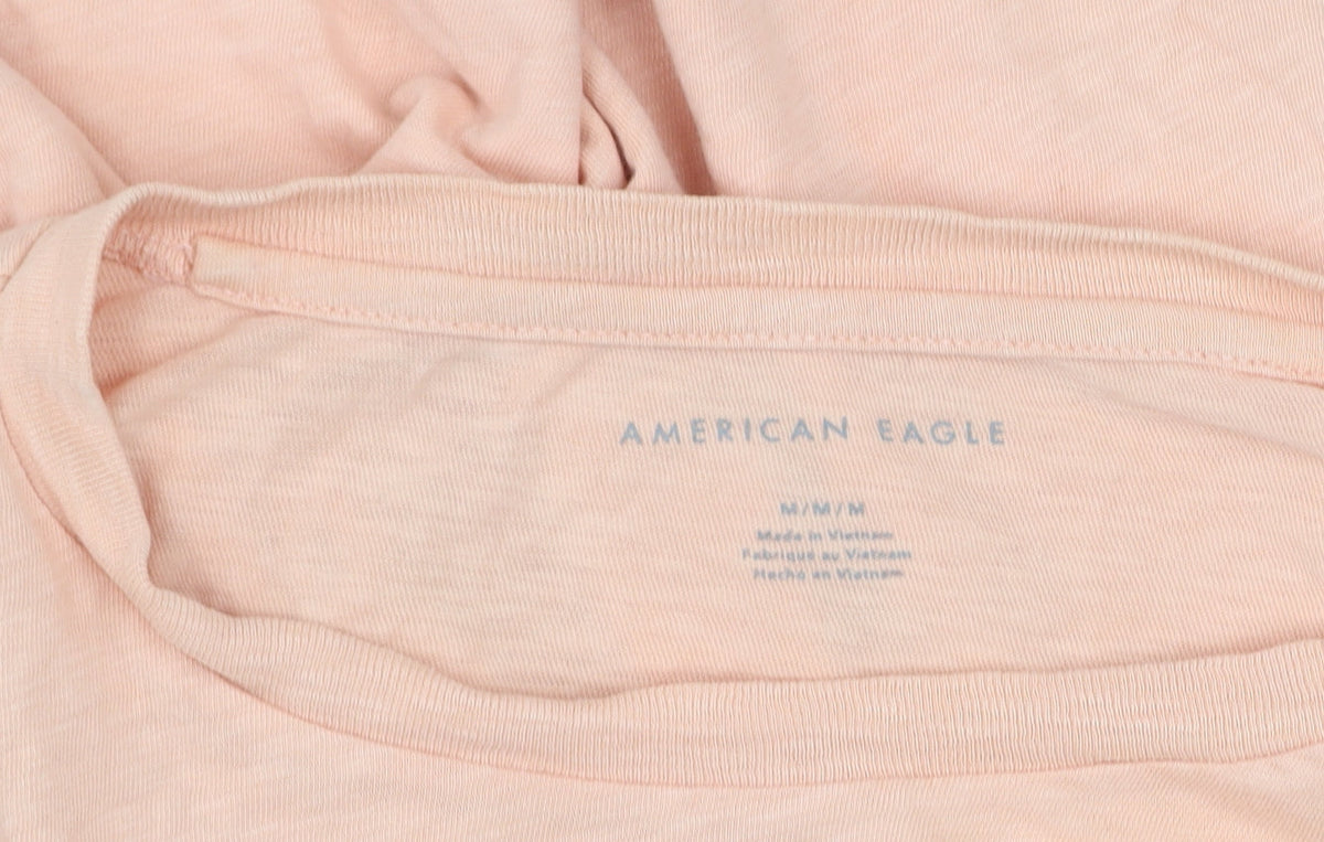 American Eagle Women's Pink Cotton Short Sleeve Basic T-Shirt M