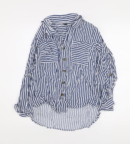Womens UK Size S Only Blue Basic Button-Up