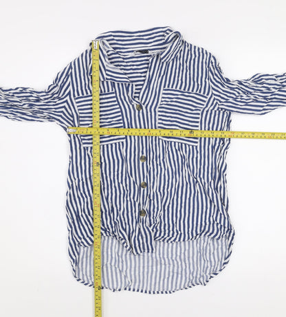 Womens UK Size S Only Blue Basic Button-Up