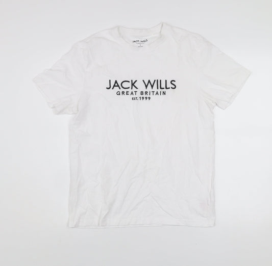 Jack Wills Men’s White Classic Fit Cotton Logo T-Shirt Size S