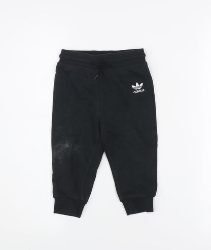 Adidas Unisex Baby Black Jogger Sweatpants 12-18 Months Cotton Blend