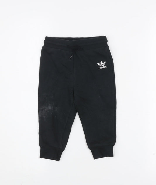 Adidas Unisex Baby Black Jogger Sweatpants 12-18 Months Cotton Blend