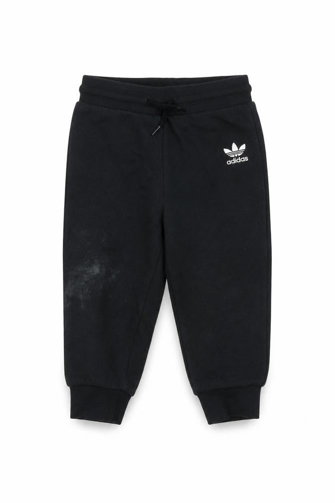 Front view of Adidas unisex baby black jogger sweatpants 12-18 months cotton blend