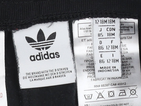 Adidas Unisex Baby Black Jogger Sweatpants 12-18 Months Cotton Blend