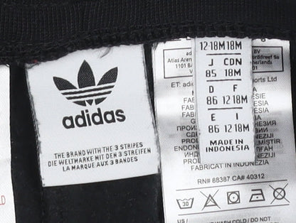 Adidas Unisex Baby Black Jogger Sweatpants 12-18 Months Cotton Blend