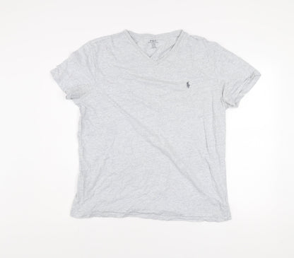 Ralph Lauren Men's Grey V-Neck Cotton T-Shirt Size L