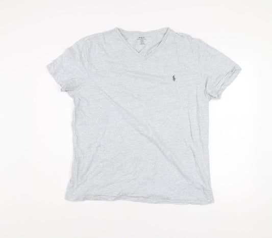 Ralph Lauren Men's Grey V-Neck Cotton T-Shirt Size L
