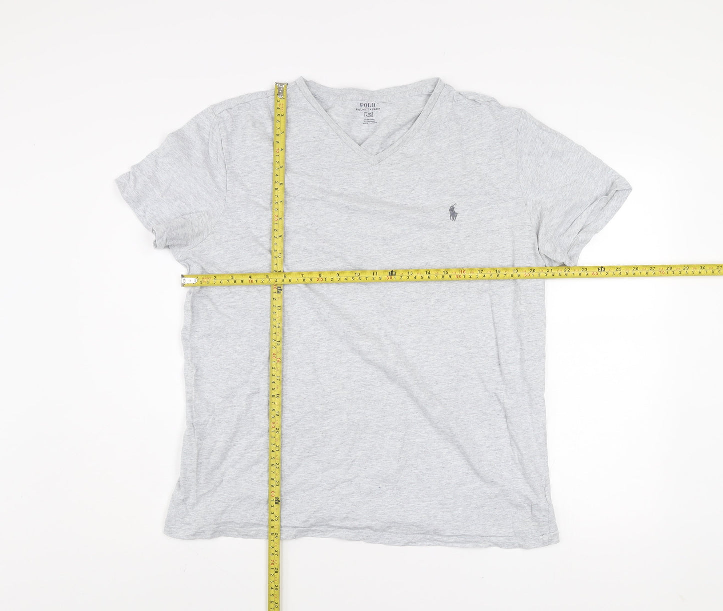 Ralph Lauren Men's Grey V-Neck Cotton T-Shirt Size L