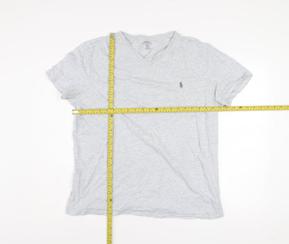 Ralph Lauren Men's Grey V-Neck Cotton T-Shirt Size L