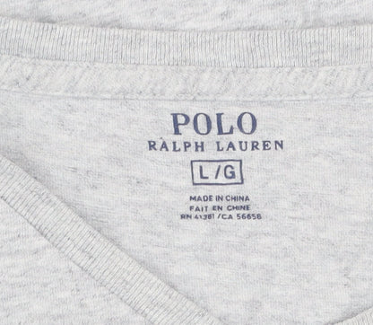 Ralph Lauren Men's Grey V-Neck Cotton T-Shirt Size L