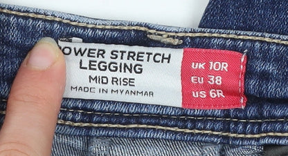 Next Women Blue Mid Rise Power Stretch Jegging Jeans Size 10R