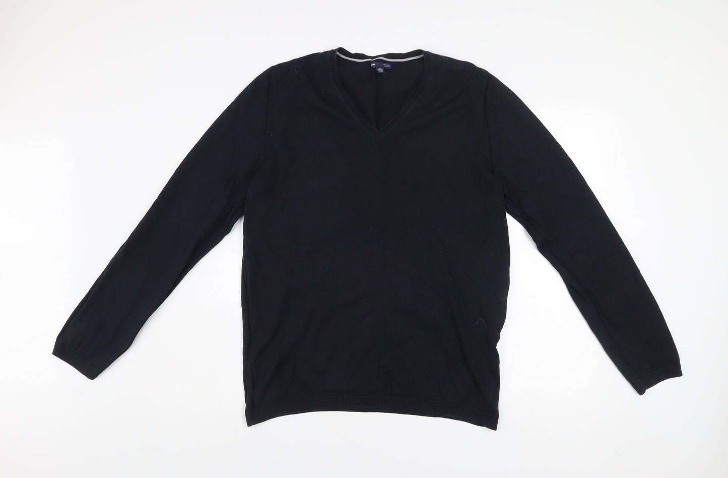 Gap Men's Blue V-Neck Pima Cotton Pullover Jumper XL