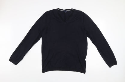 Gap Men's Blue V-Neck Pima Cotton Pullover Jumper XL