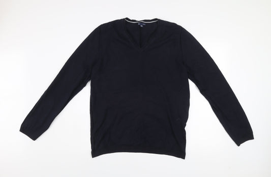 Gap Men's Blue V-Neck Pima Cotton Pullover Jumper XL