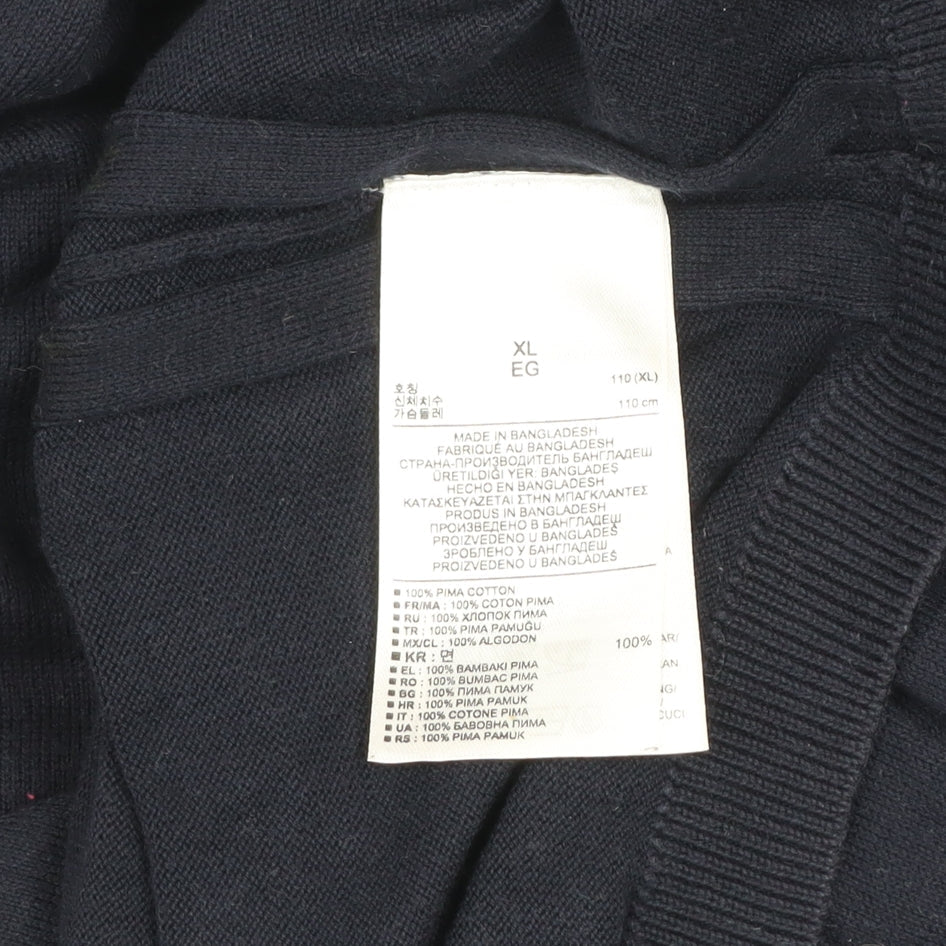 Gap Men's Blue V-Neck Pima Cotton Pullover Jumper XL