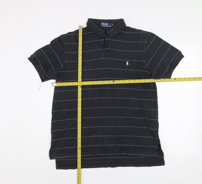 Ralph Lauren Men's Black Striped Cotton Polo Shirt Size M