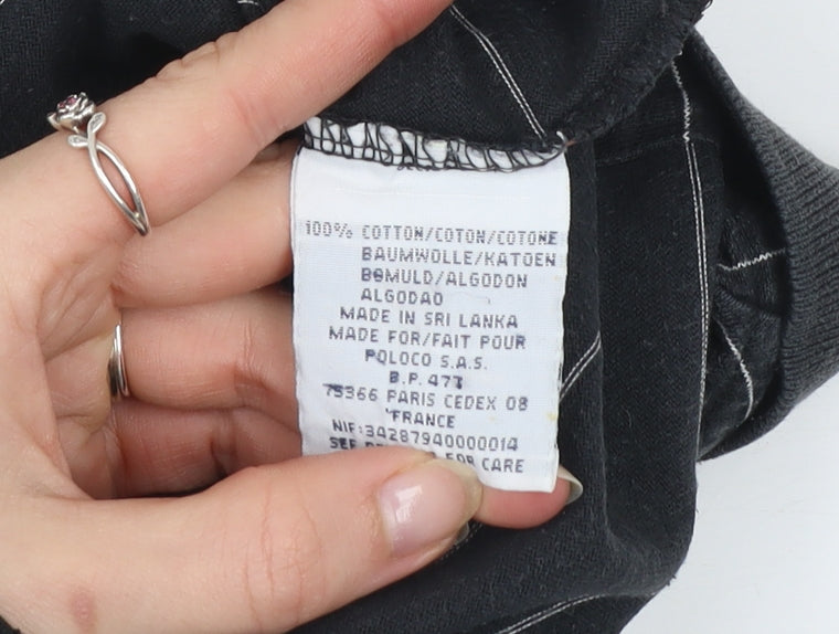 Ralph Lauren Men's Black Striped Cotton Polo Shirt Size M