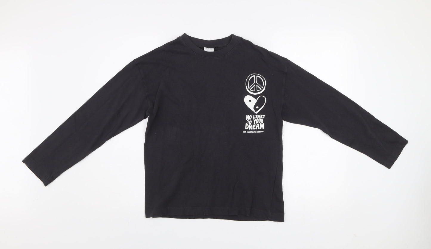 Boys UK Size 11-12 Years Zara Black Basic T-Shirt