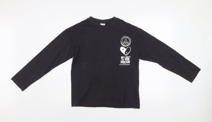 Boys UK Size 11-12 Years Zara Black Basic T-Shirt