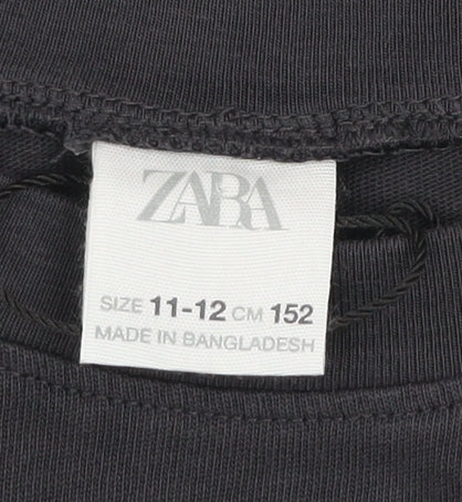 Boys UK Size 11-12 Years Zara Black Basic T-Shirt
