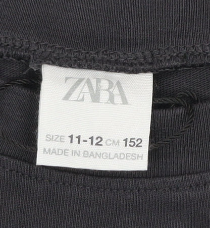 Boys UK Size 11-12 Years Zara Black Basic T-Shirt