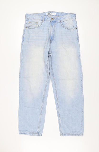 Bershka Men's Blue Light Wash Straight Leg Denim Jeans Size L 32W