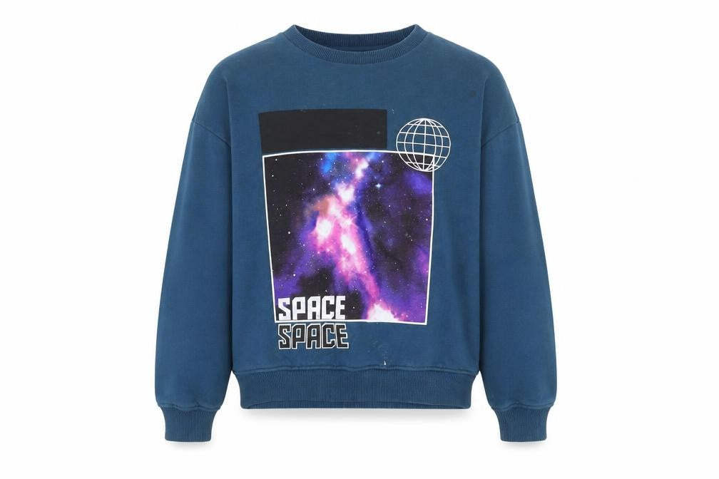 Marks and Spencer Girls Blue Space Graphic Pullover Sweatshirt 9-10 Years