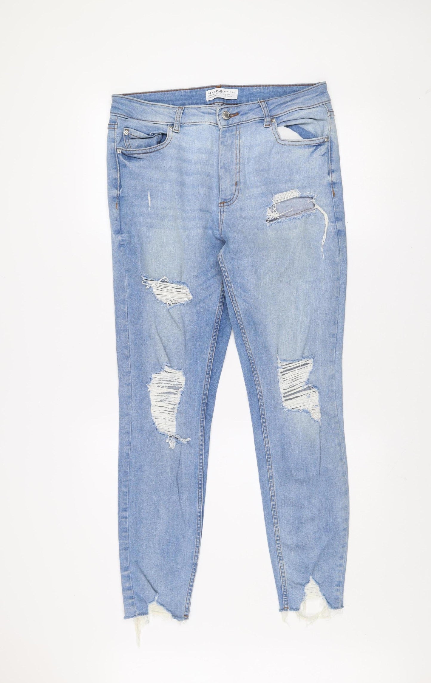 Primark Women’s Blue Distressed Skinny Jeans Size 14
