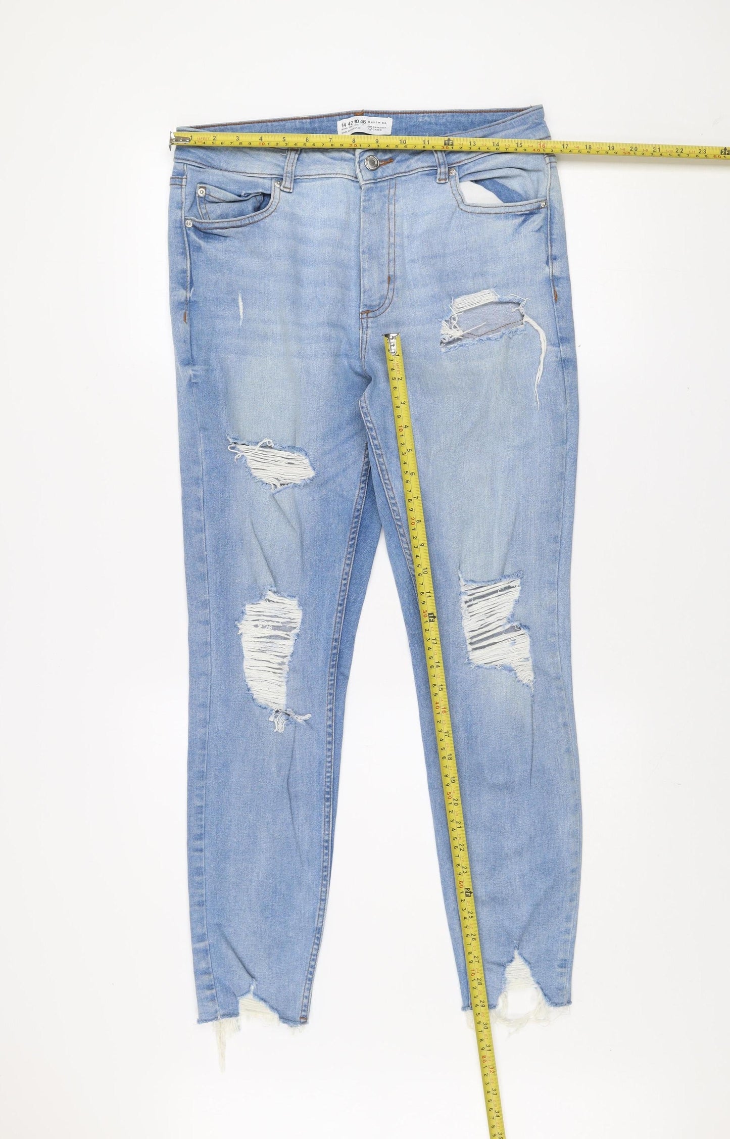 Primark Women’s Blue Distressed Skinny Jeans Size 14