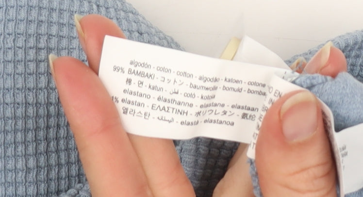 Zara Men Blue Short Sleeve Cotton Polo Shirt Size M