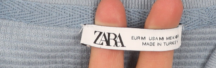 Zara Men Blue Short Sleeve Cotton Polo Shirt Size M