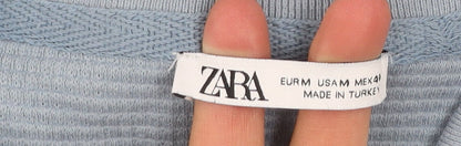 Zara Men Blue Short Sleeve Cotton Polo Shirt Size M