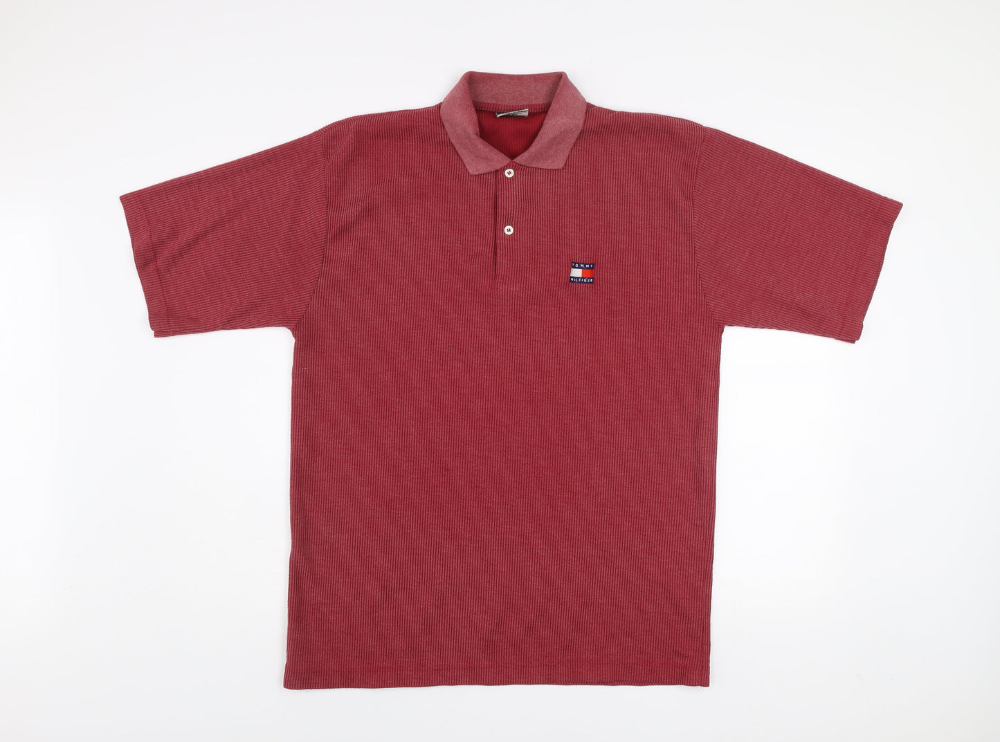 Tommy Hilfiger Men's Red Cotton Polo Shirt L Regular Fit