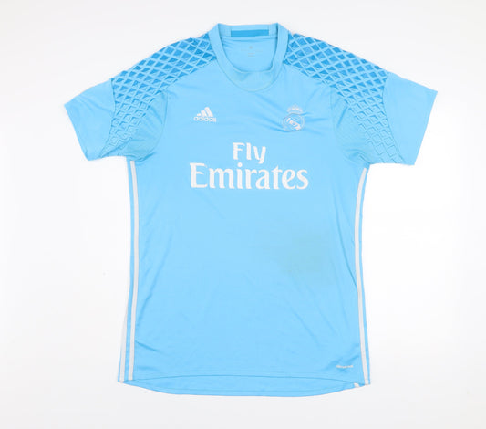 Adidas Men Blue Real Madrid Climachill Football Jersey T-Shirt Size L