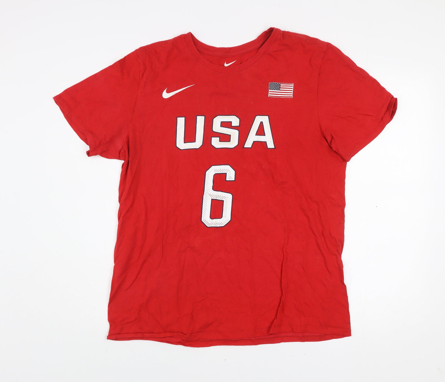 Nike Men's Red USA #6 Athletic Sports T-Shirt Size L