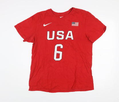 Nike Men's Red USA #6 Athletic Sports T-Shirt Size L