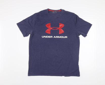 Under Armour Men’s Blue HeatGear Logo T-Shirt Size L Regular Fit