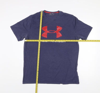Under Armour Men’s Blue HeatGear Logo T-Shirt Size L Regular Fit