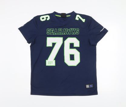 NFL Team Apparel Men's Blue Seahawks Jersey T-Shirt Size L