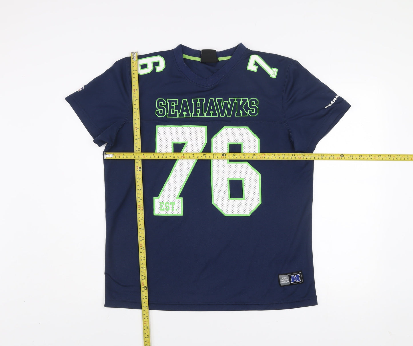 NFL Team Apparel Men's Blue Seahawks Jersey T-Shirt Size L