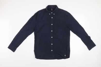 DC Men’s Blue Cotton Button-Up Long Sleeve Casual Shirt M