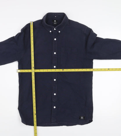 DC Men’s Blue Cotton Button-Up Long Sleeve Casual Shirt M
