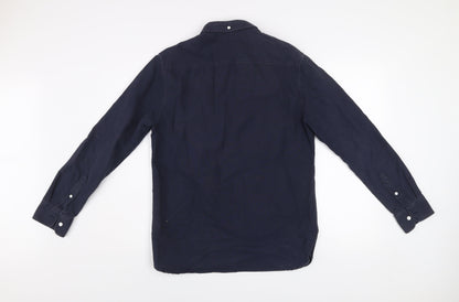 DC Men’s Blue Cotton Button-Up Long Sleeve Casual Shirt M